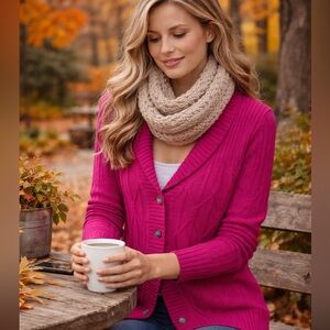 Bass Women's Fuchsia Cable Knit Cardigan